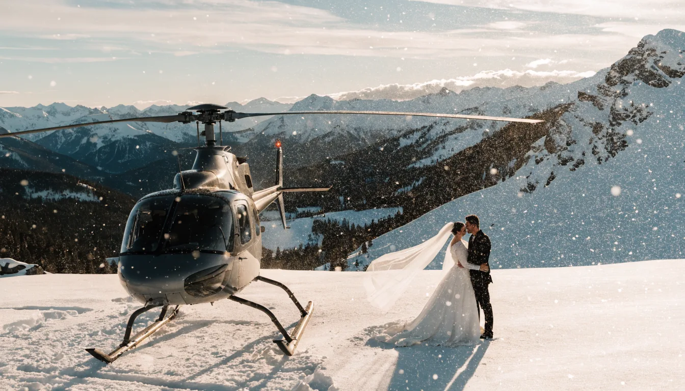 Helicopter elopement on a Whistler mountain peak