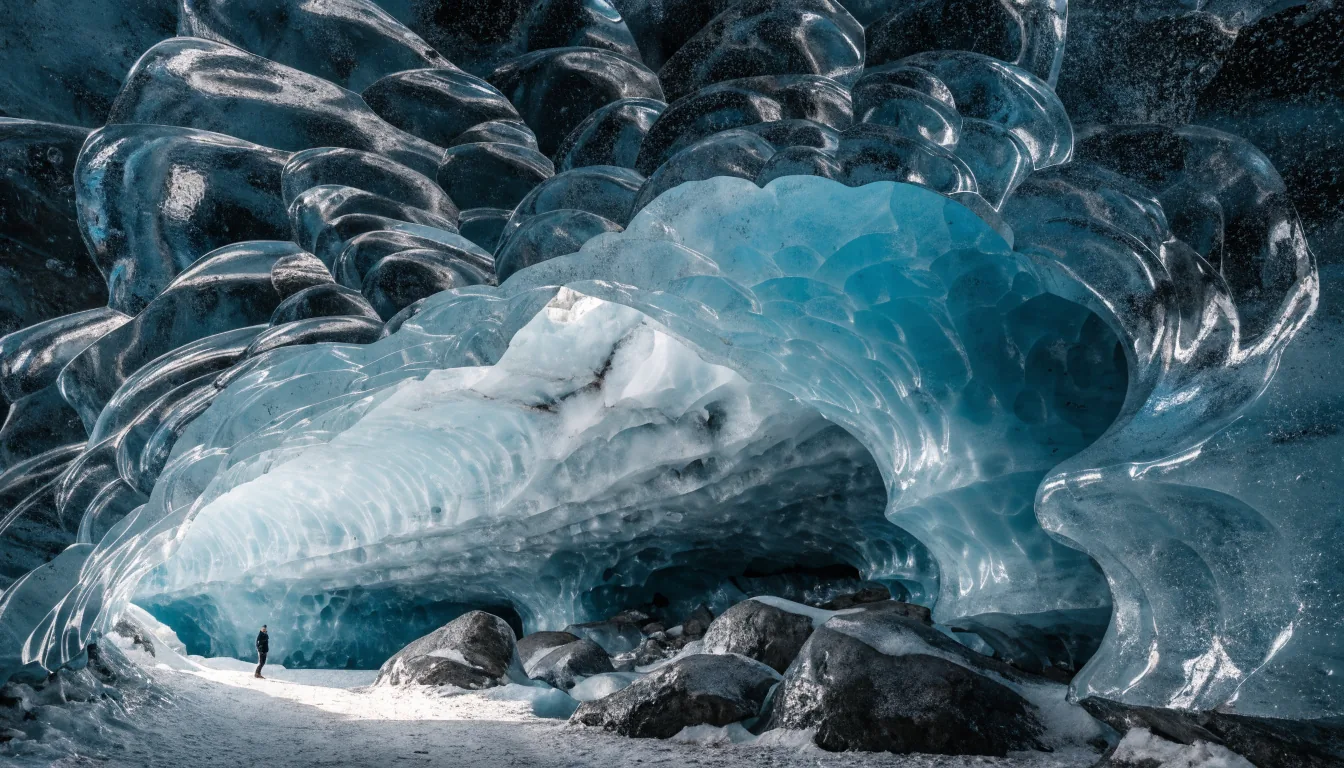 Ice cave exploration tour by helicopter in Whistler